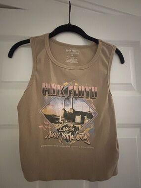 Pink Floyd Ribbed Graphic Tank - Tan Pink Accents